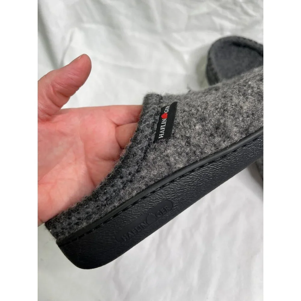 Haflinger Grey Wool Unisex Slippers 43 EU House Shoes
